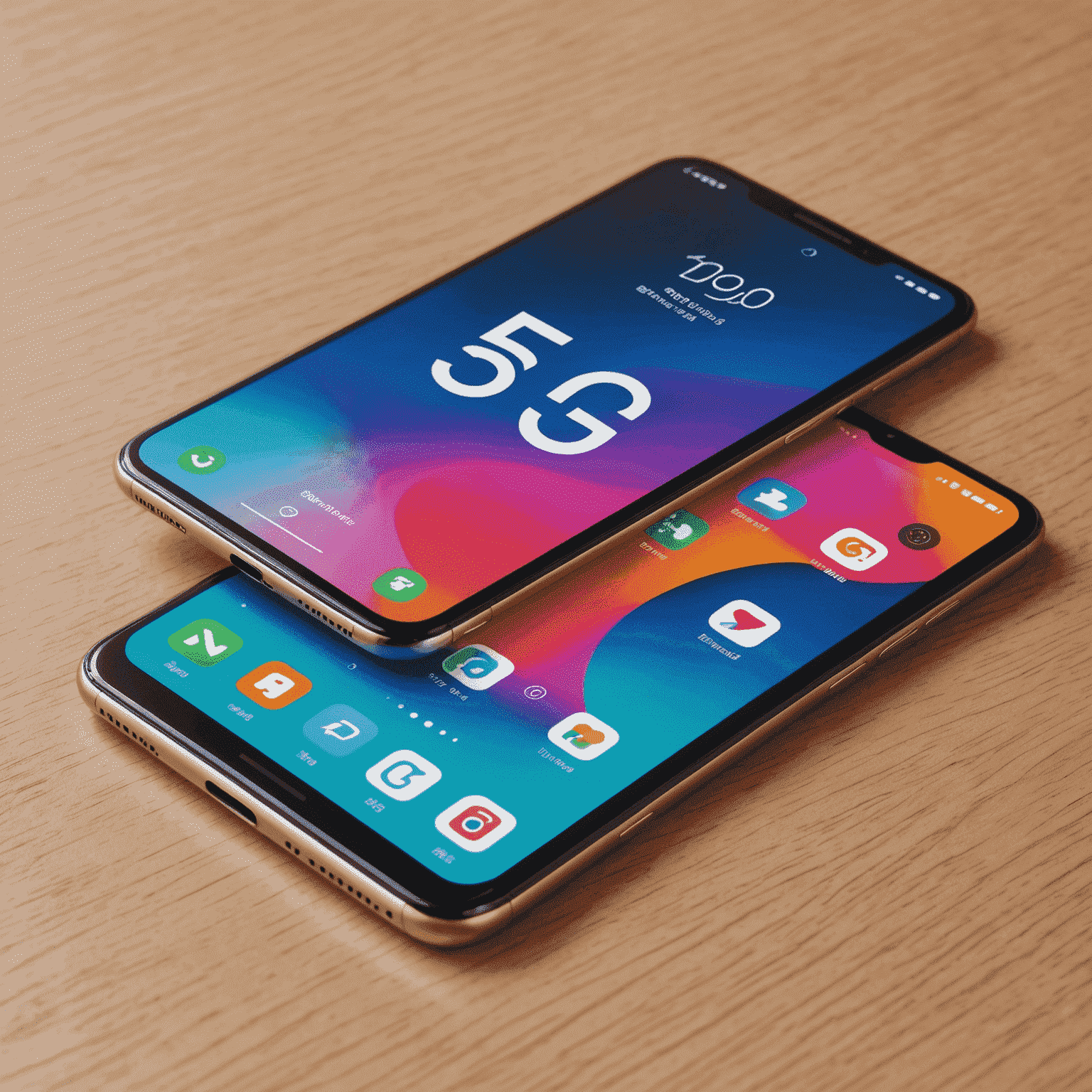 صورة لأحدث هاتف ذكي بتصميم نحيف وشاشة كبيرة تعرض تطبيقات 5G