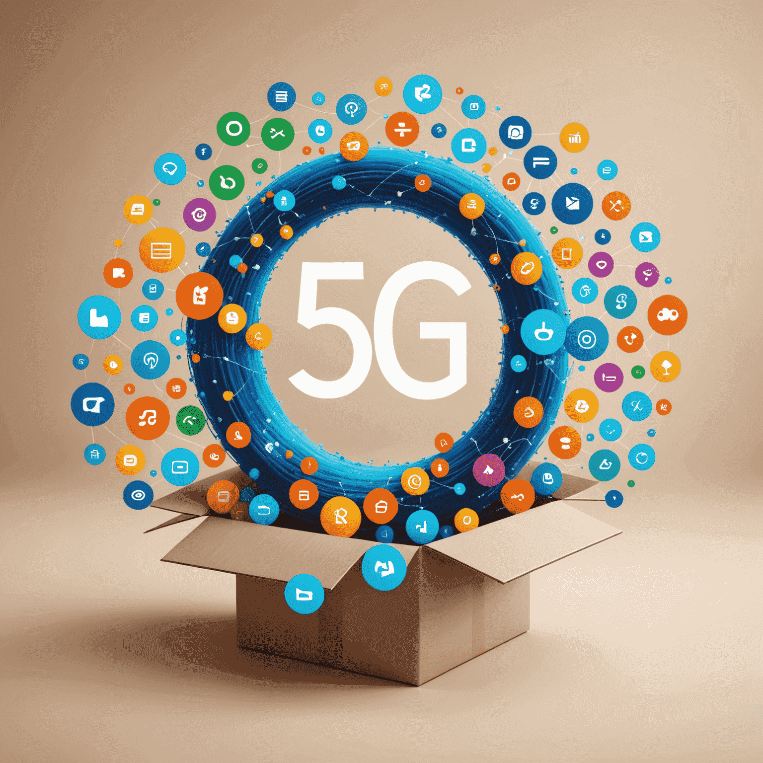 صورة توضيحية للباقة غير المحدودة تظهر رمز اللانهاية مع شعار 5G وأيقونات متعددة للتطبيقات